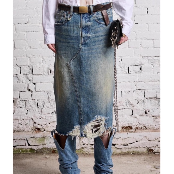 R13 | Skirts | Nwt R3 Jesse Denim Midi Skirt Clinton Blue